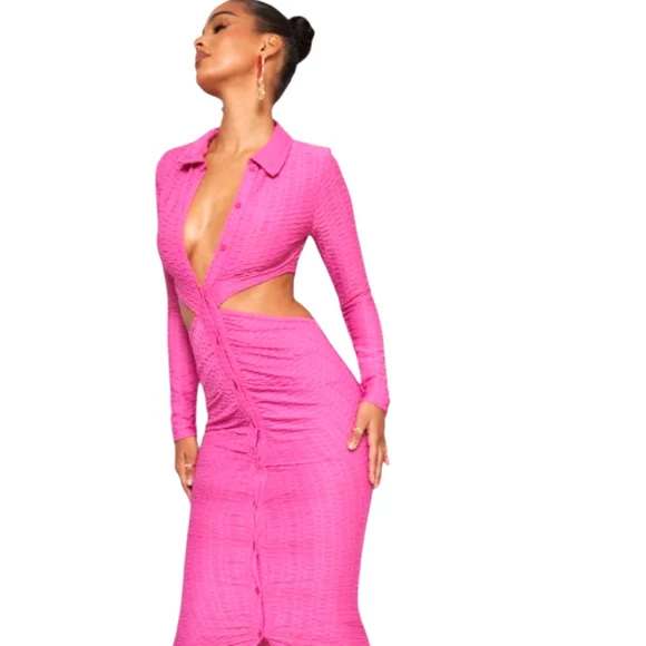 PrettyLittleThing | Dresses | Pretty Little Thing Vibrant Pink Cutout Dress  Size | Poshmark